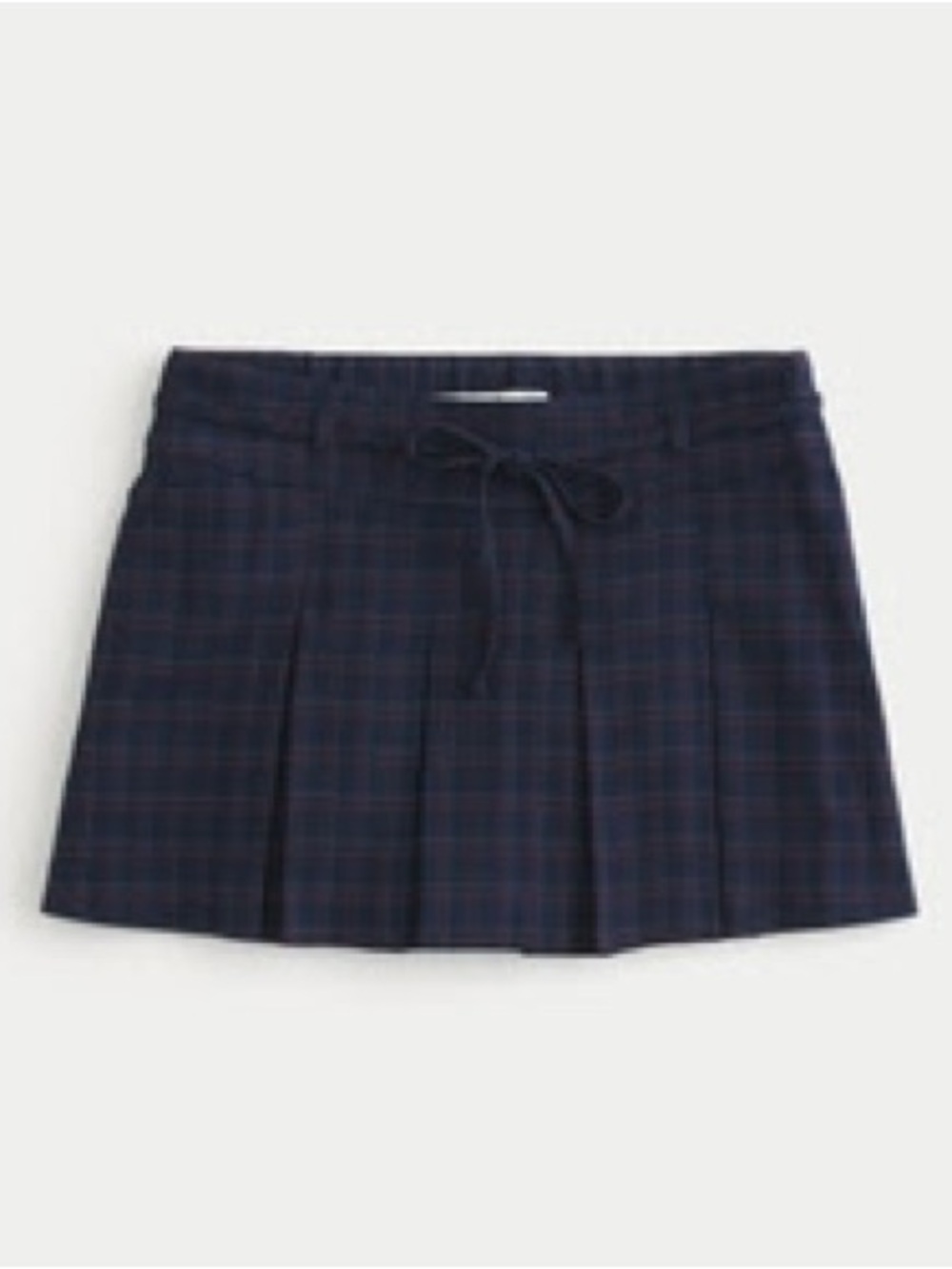 Hollister Navy Plaid Pleated Mini Skirt with Drawstring